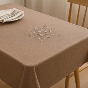1 Waterproof Faux Linen Tablecloth Spillproof Wrinkle Free Solid Color Table Cover for Kitchen Dining Buffet Parties