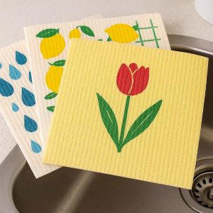 12 Swedish Dishcloths Cellulose Sponge Cloths Reusable Odor Free Reusable Kitchen Paper Towel Replacement for Sink Cleaning