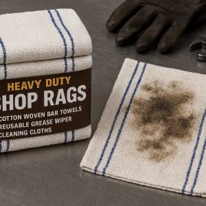 Heavy Duty Shop Rags Pack Cotton Woven Bar Towels Reusable Grease Wiper Cleaning Cloths for Automotive Workshop