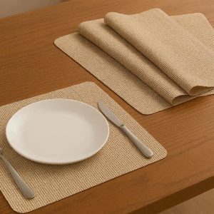 17 Woven Vinyl Place Mats Set Waterproof Heat Resistant Non Slip Solid Color Washable Table Mats for Dining Kitchen