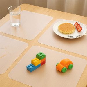 Clear Silicone Place Mats Waterproof Heat Resistant Translucent Countertop Protector Non Slip Reusable Table Mats for Kids