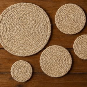20 Rustic Braided Cotton Place Mats Round Woven Boho Table Mats Heat Resistant Farmhouse Coasters for Kitchen Dining