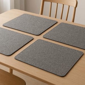 Felt Fabric Place Mats Set Minimalist Heat Insulation Washable Sound Dampening Table Mats for Modern Dining Desk