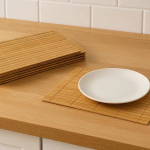 22 Natural Bamboo Place Mats Set Eco Friendly Heat Resistant Wooden Slatted Table Mats Kitchen Countertop Plate Holder