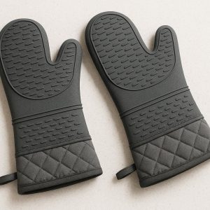 25 Silicone Oven Mitts Set Heat Resistant Cooking Gloves Non Slip Kitchen Baking Mitts with Soft Quilted Cotton Lining