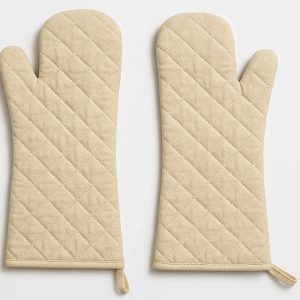 Heavy Duty Cotton Oven Mitts Quilted Flame Retardant Baking Gloves Extra Long Forearm Protection for Kitchen Restaurant