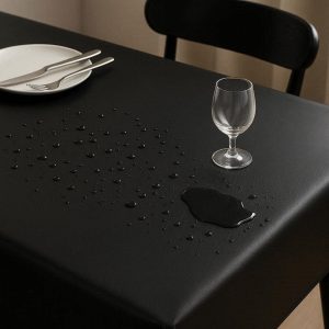 3 Sleek Matte Black Tablecloth Waterproof PU Leather Table Cover Reusable Oilproof Spill Resistant Protector for Dining