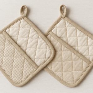 Quilted Pocket Pot Holders Set Cotton Fabric Trivets Heat Resistant Kitchen Hot Pads with Hanging Loops for Baking