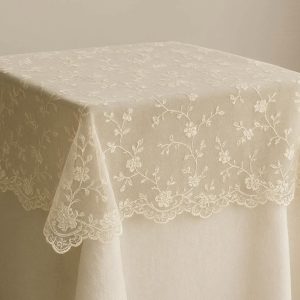 8 Vintage Lace Tablecloth Overlay Elegant Floral Sheer Embroidery Table Cover Minimalist Aesthetic Lace Fabric Overlay